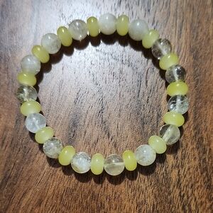 Handmade Yellow Citrine and Clear Beaded Bracelet